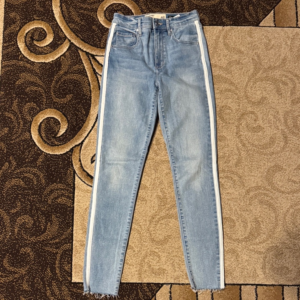 Garage Light Blue Skinny Jeans with White Stripe